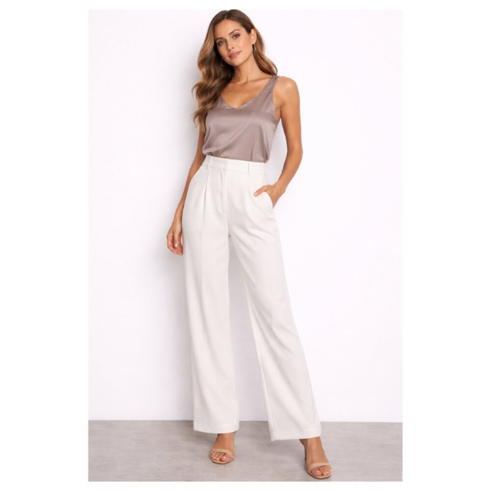 NWT DAISY GRACE White Hi Rise - Wide Leg Dress Pants - S
